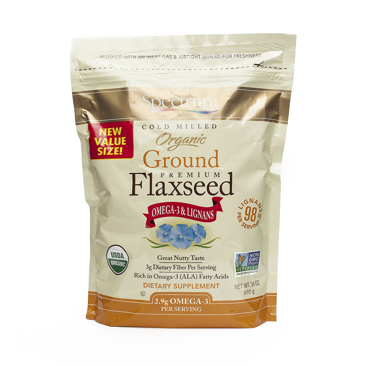 24 oz Organic Ground Flaxseed by Spectrum Naturals Thrive Market