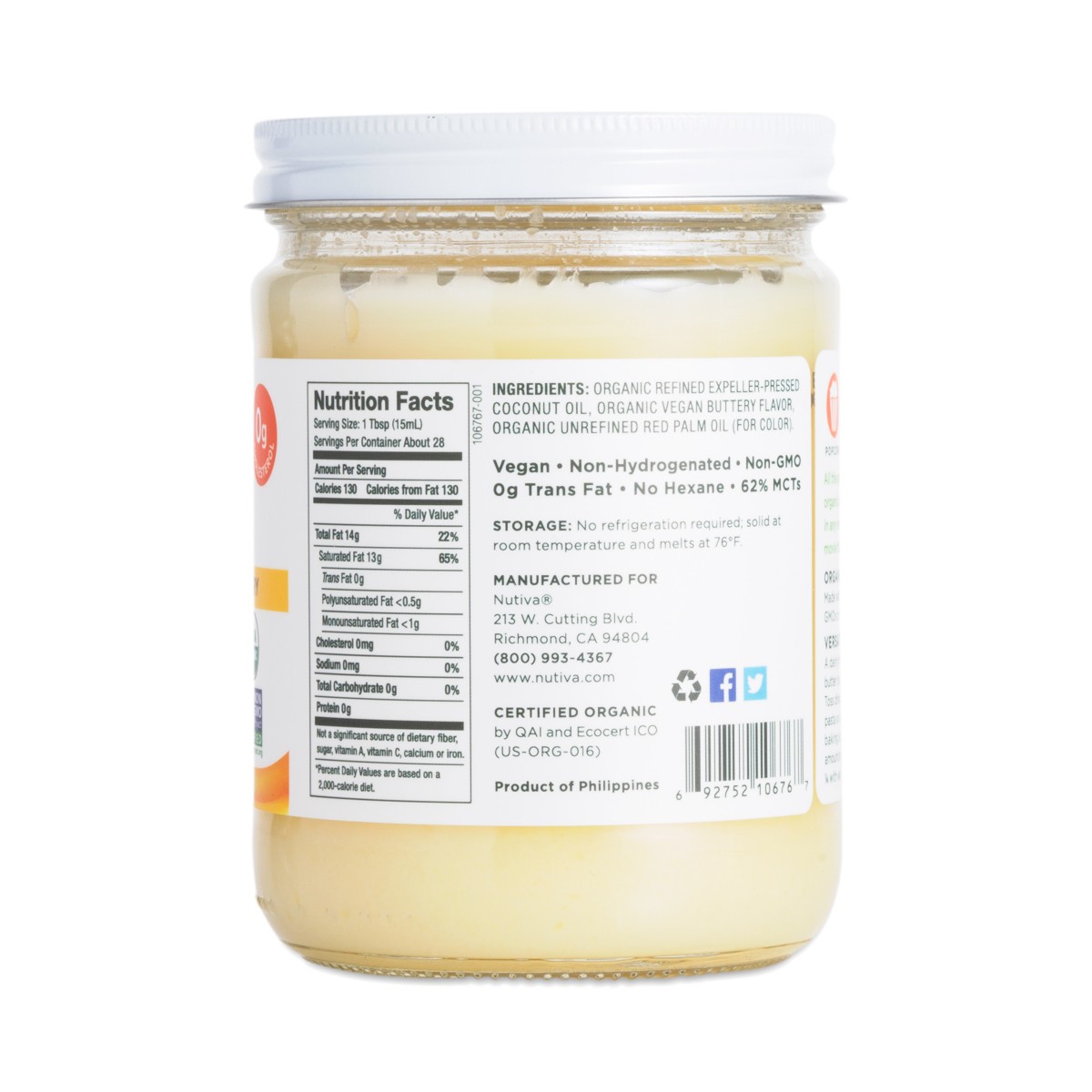 Nutiva Coconut Oil with Butter Flavor Thrive Market