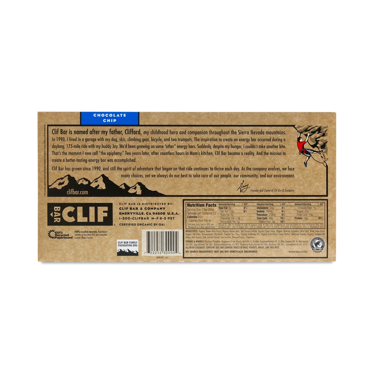 12 Pack Chocolate Chip Clif Bars Thrive Market
