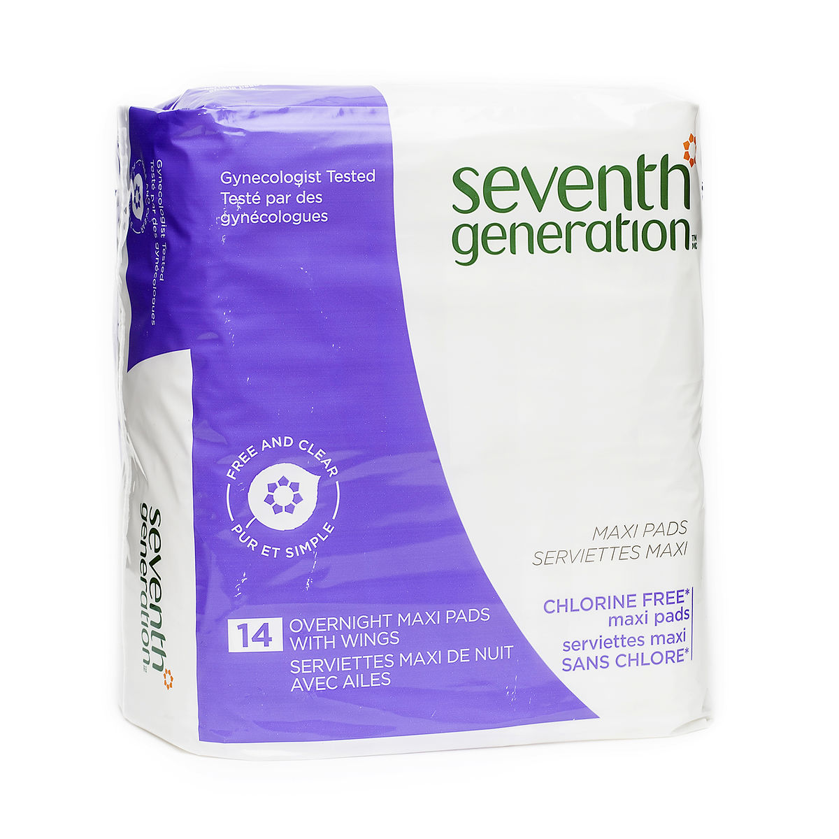 Seventh Generation Chlorine Free Maxi Pads Overnight Thrive Market