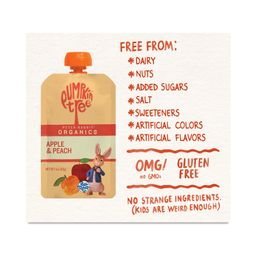 Organic Fruit Puree Pouches, Apple & Peach