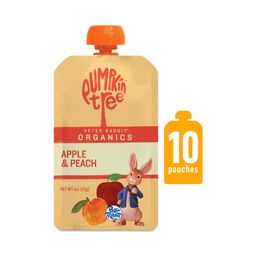 Organic Fruit Puree Pouches, Apple & Peach