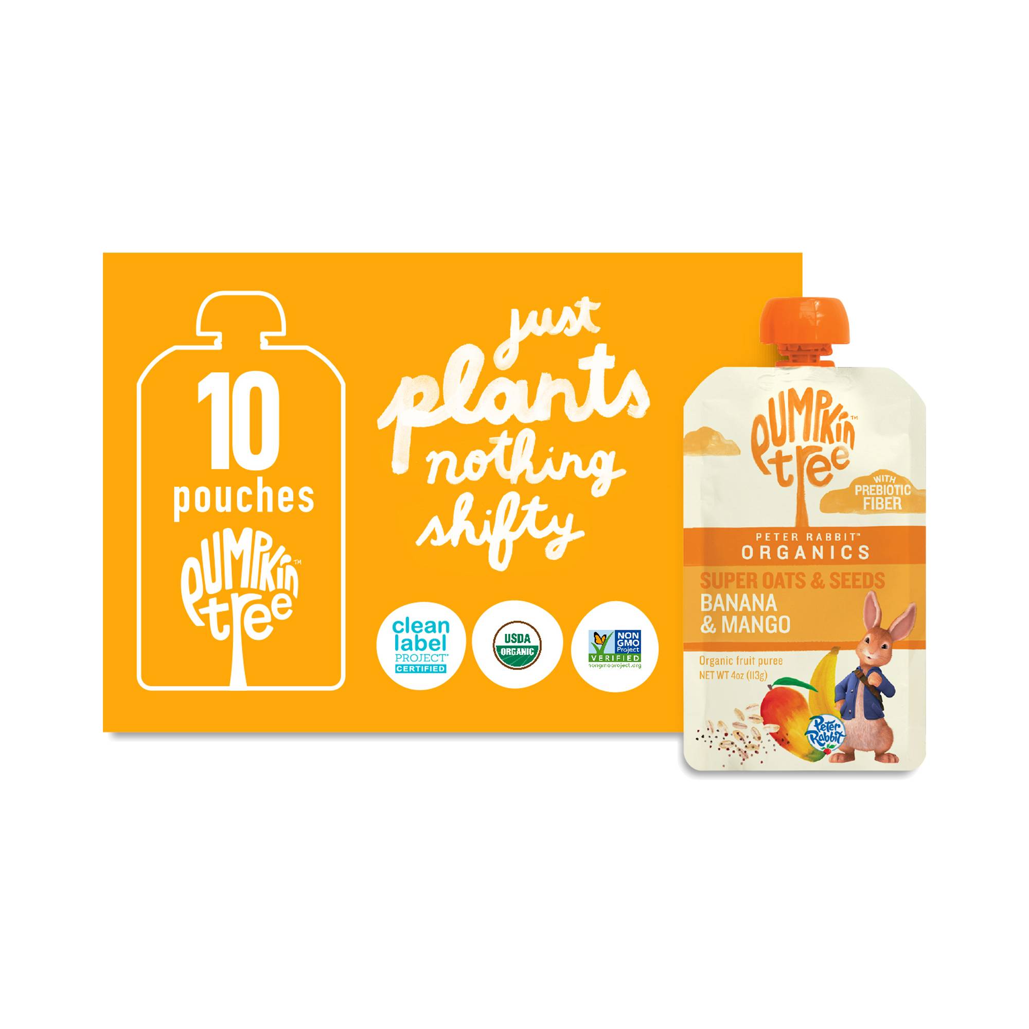 Prebiotic Super Oats & Seeds Pouches, Banana & Mango