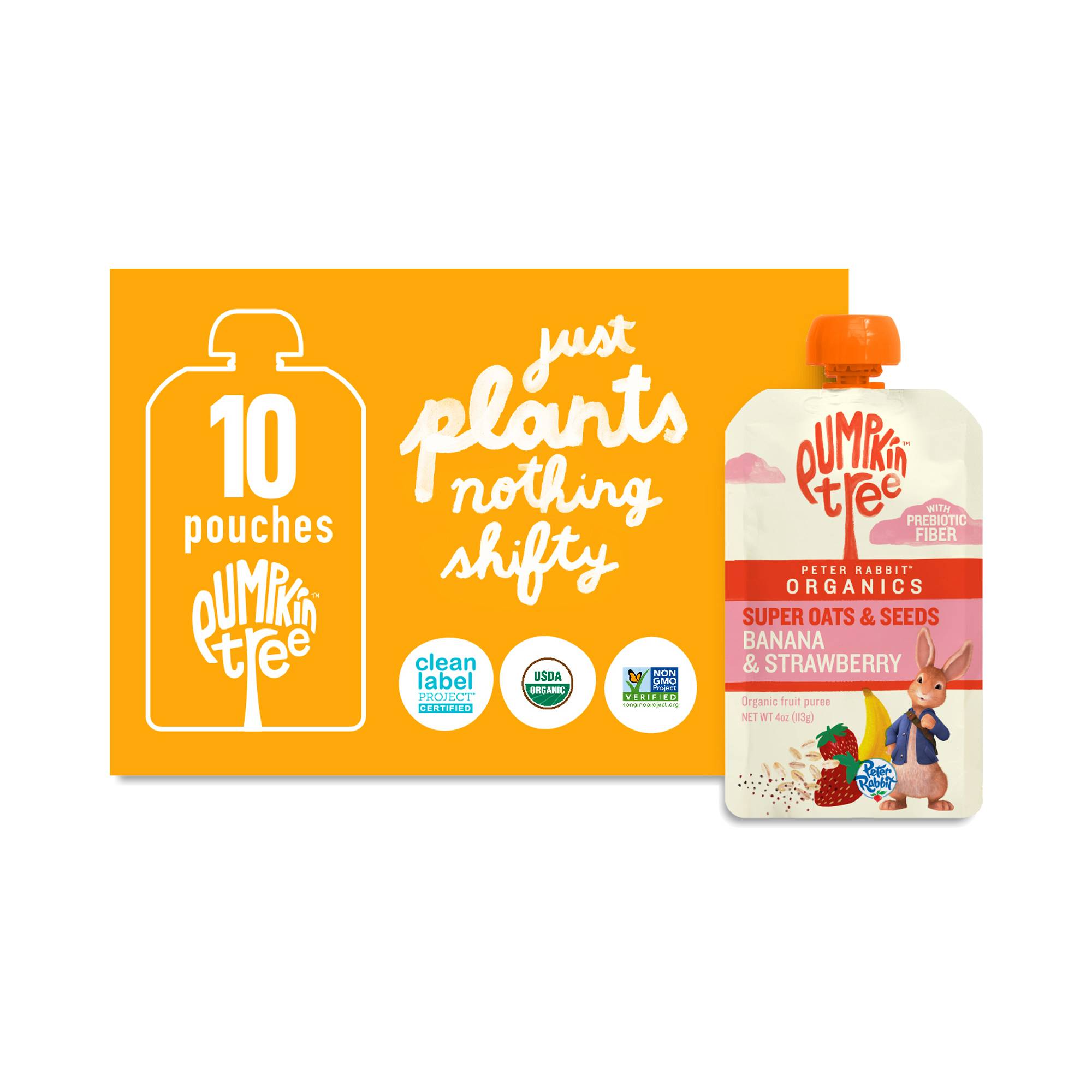 Prebiotic Super Oats & Seeds Pouches, Banana & Strawberry