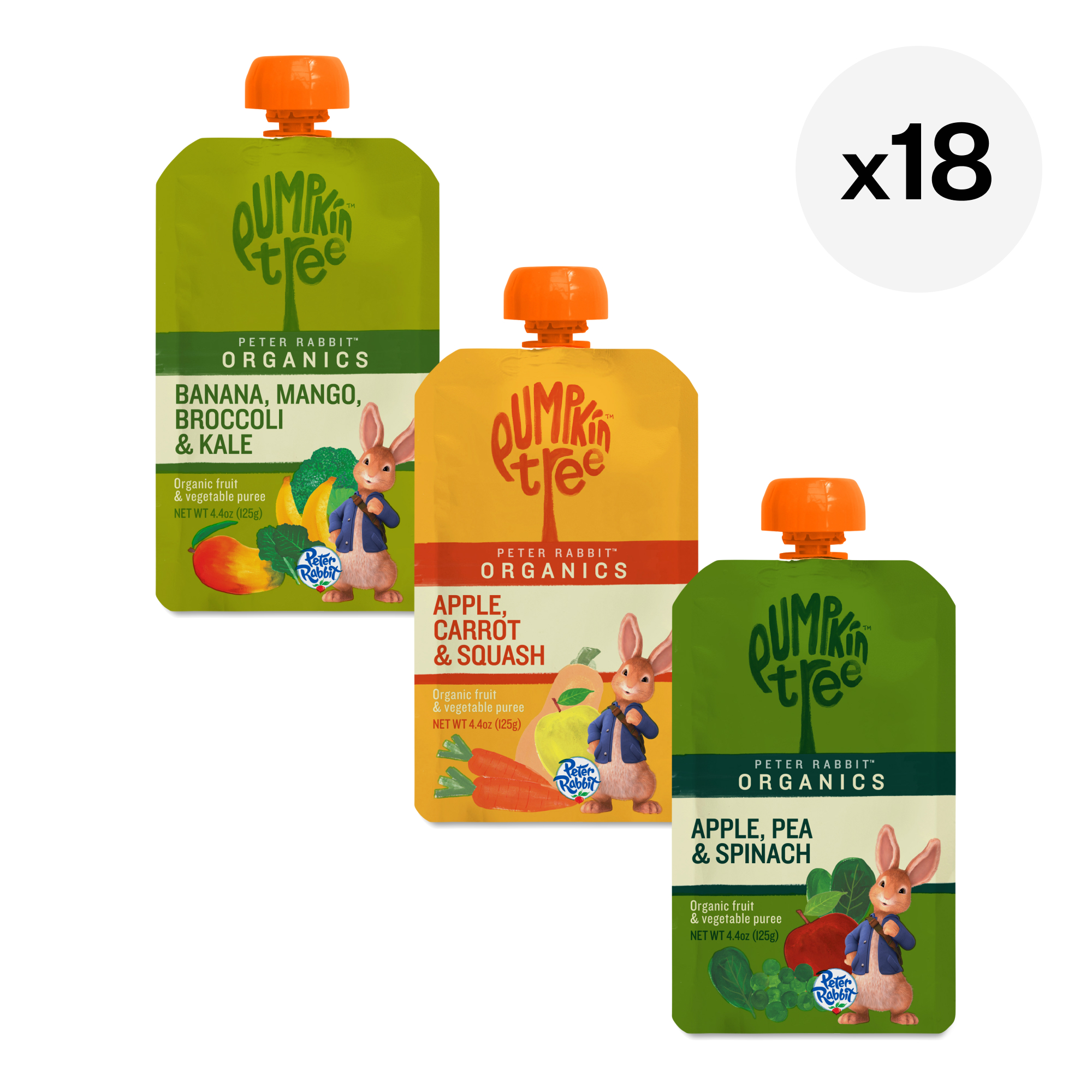 Puree Tree Pumpkin Tree Organics Peter Rabbit Puree Pouches Variety Pack, Fruit ...