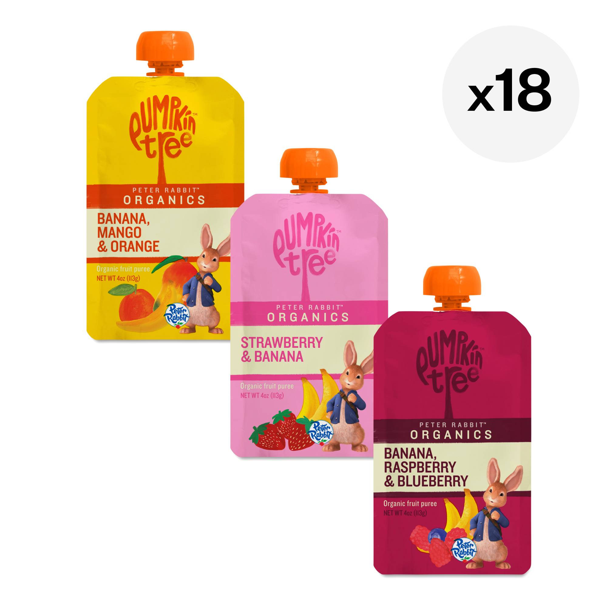 Peter Rabbit Puree Pouches Variety Pack, Fruit