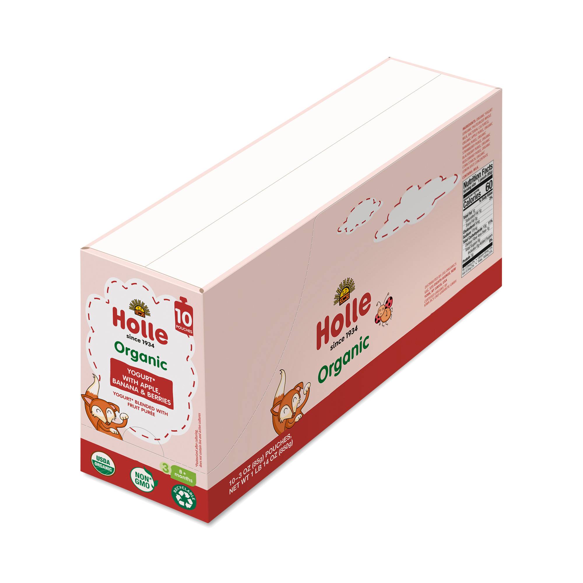 Yogurt Pouch Snacks, Apples, Banana & Berries