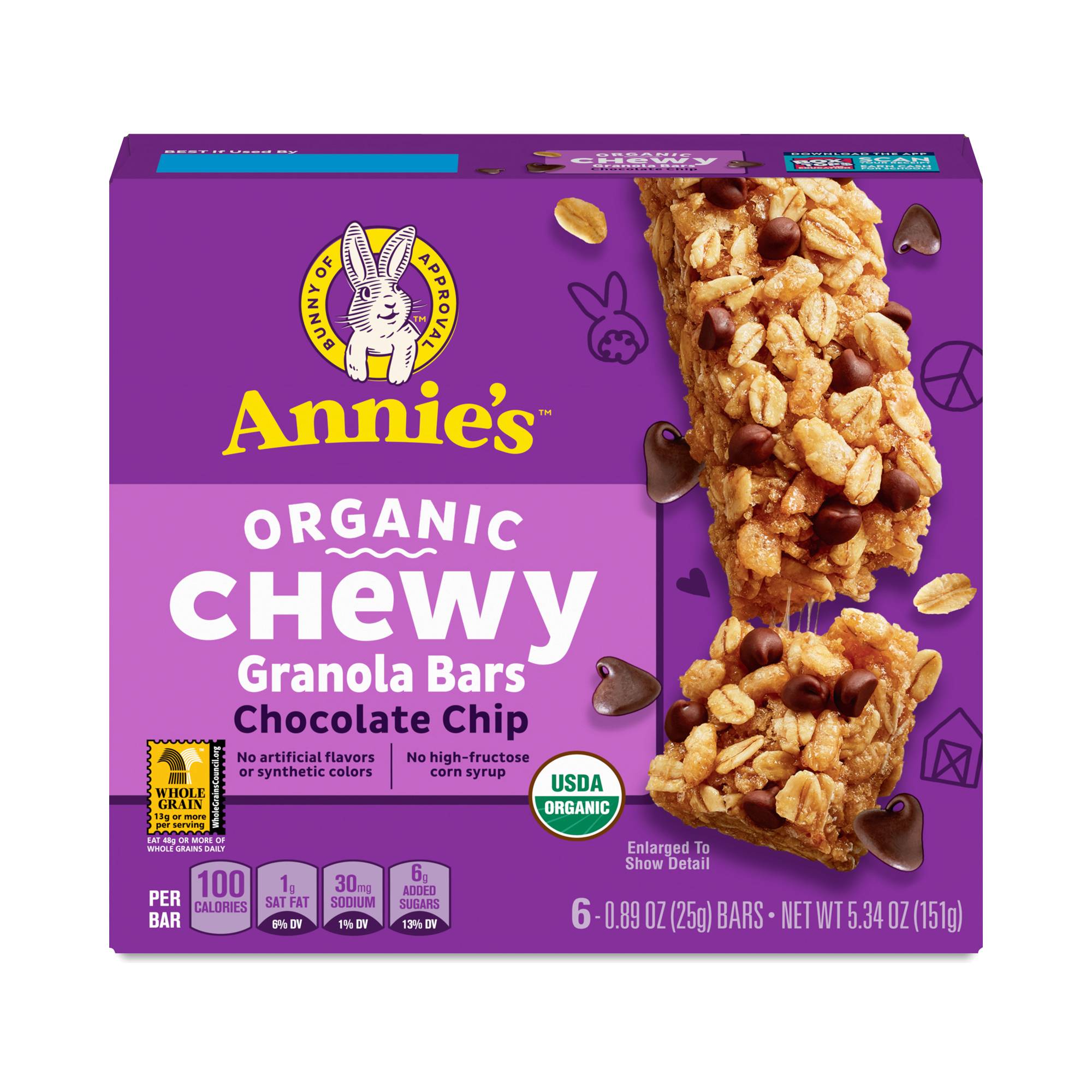 Organic Chewy Granola Bars, Chocolate Chip