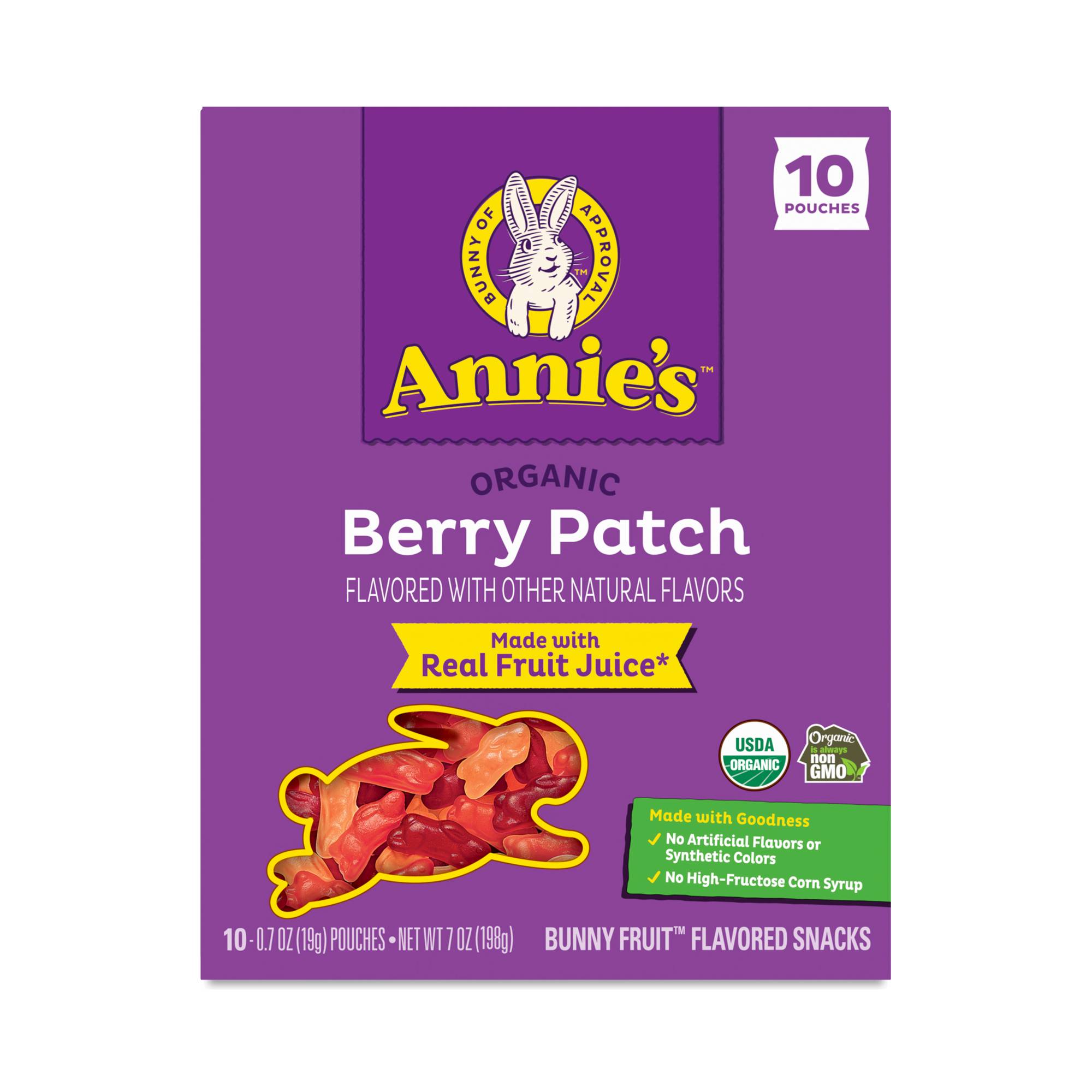 Organic Bunny Fruit Flavored Snacks, Berry Patch