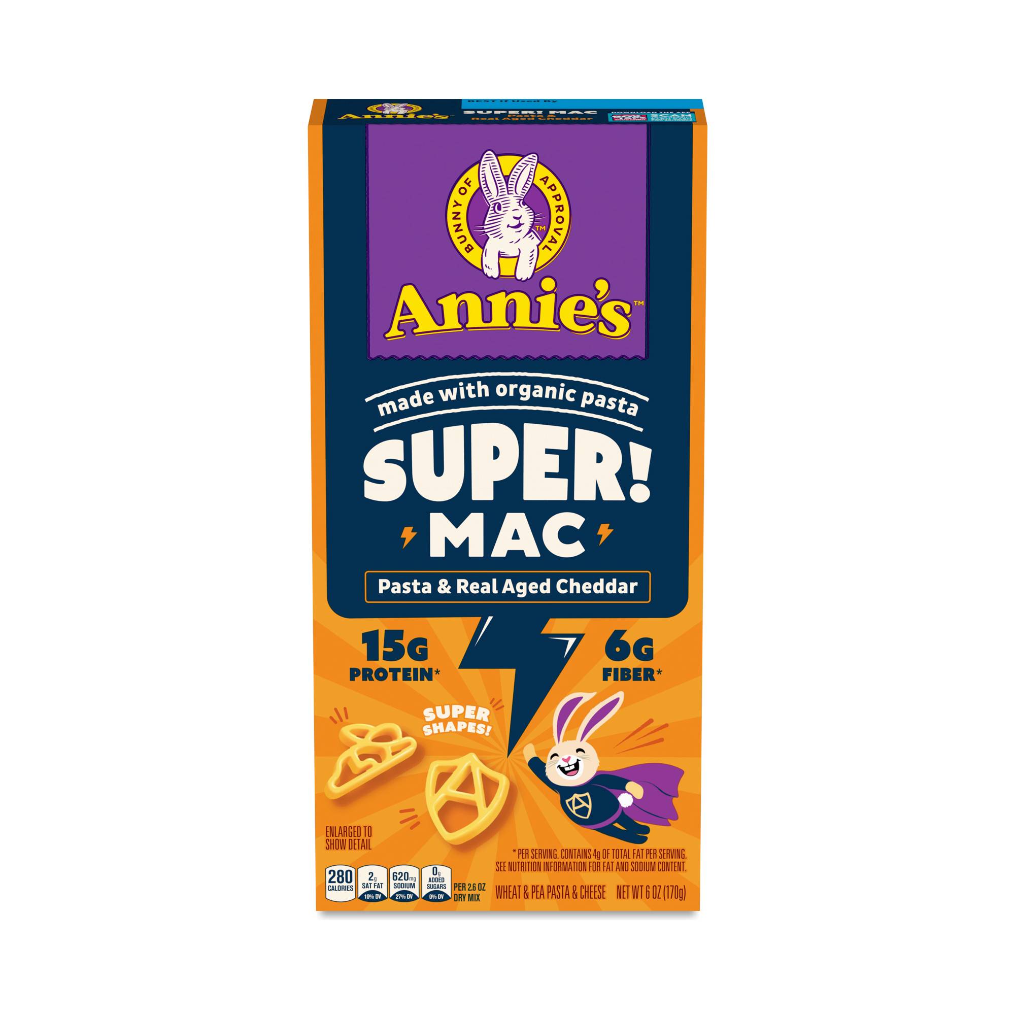 Super! Mac & Cheese Super Shapes, Real Aged Cheddar