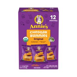 Organic Cheddar Bunnies Baked Snack Crackers, Snack Pack