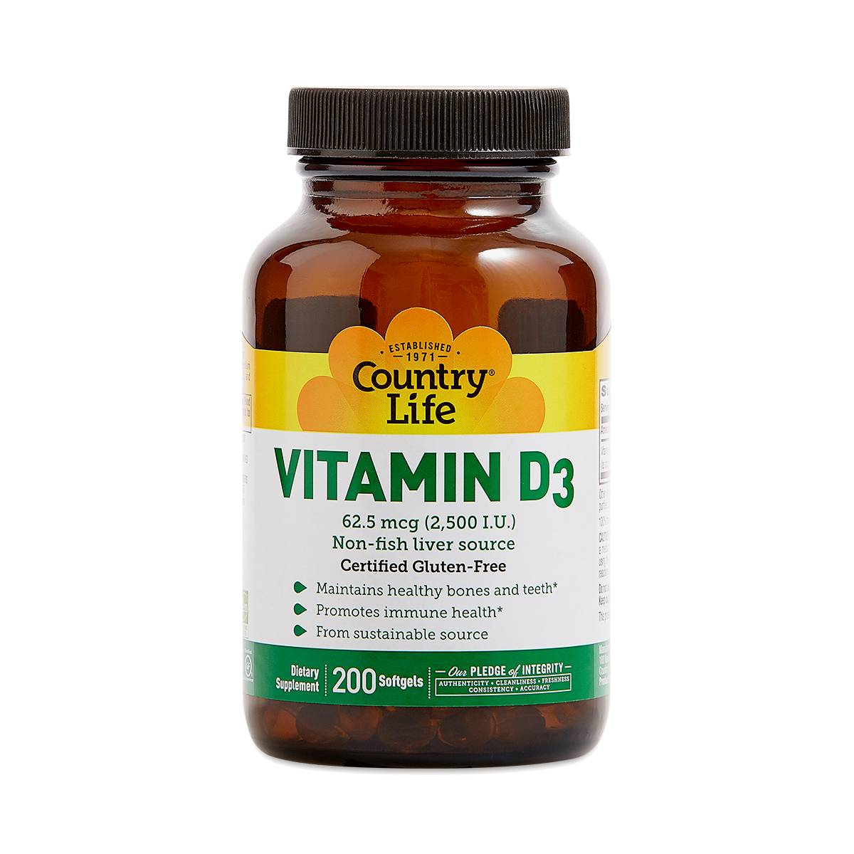 200 ct. Vitamin D3 2500 IU Softgels by Country Life Thrive Market
