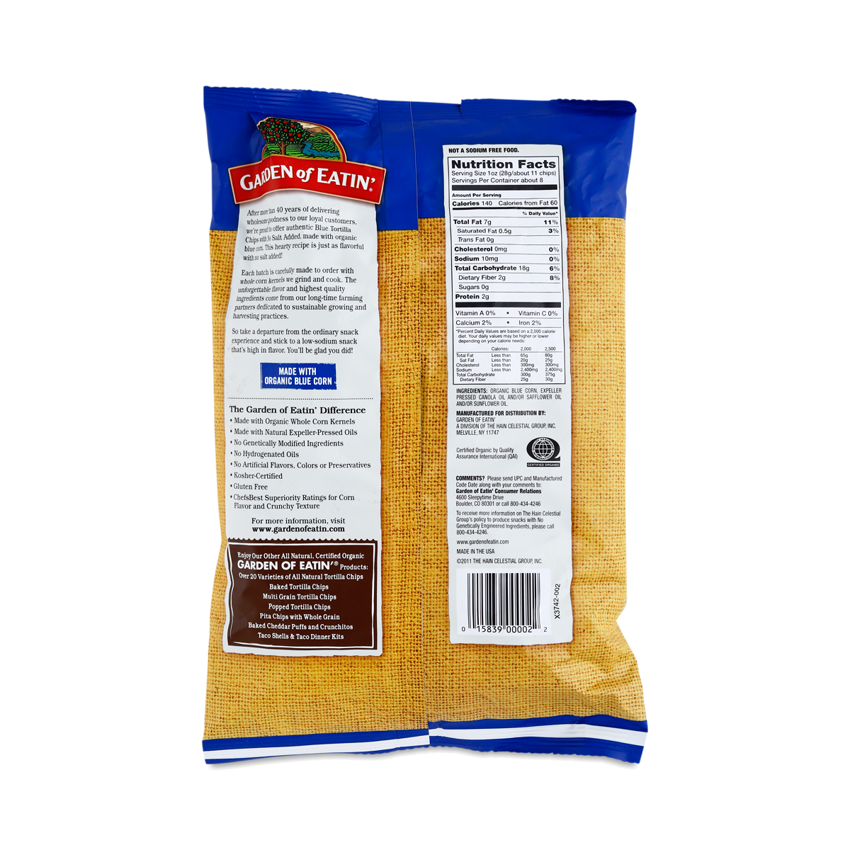 Unsalted Blue Corn Tortilla Chips by Garden of Eatin' Thrive Market