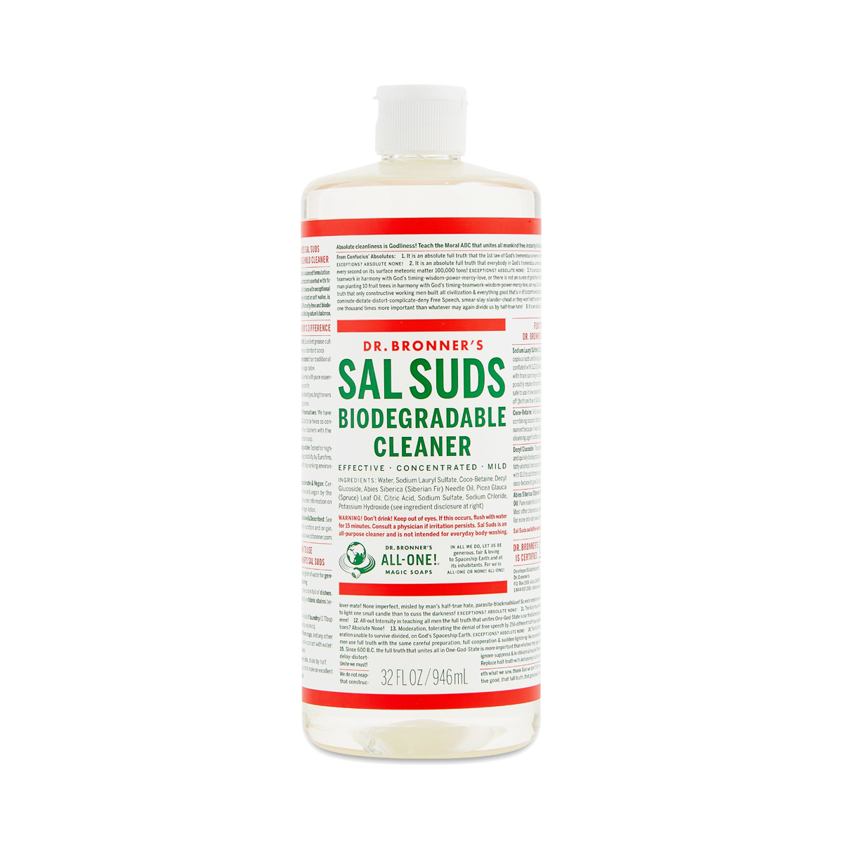 Dr. Bronner's - Sal Suds Biodegradable Cleaner (16 Ounce) - All-Purpose  Cleaner, Pine Cleaner for Floors, Laundry and Dishes, Concentrated, Cuts  Grease and Dirt, Powerful Cleaner, Gentle on Skin 