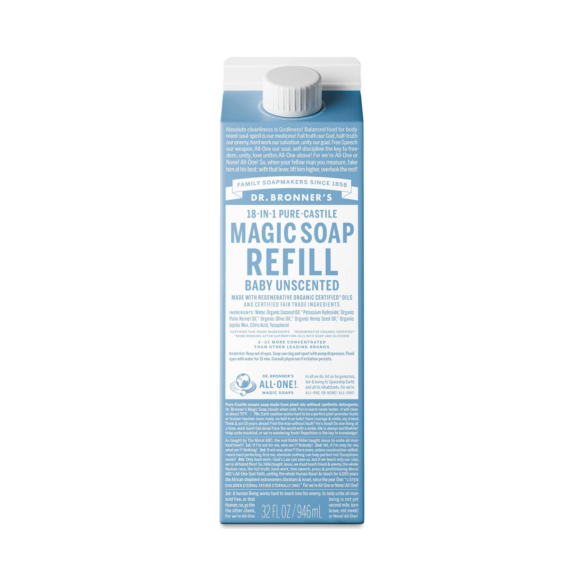 Dr. Bronner's ペパーミント石鹸 3,776ml Peppermint Organic Sugar Soap for Hand & Body | Dr. Bronner's
