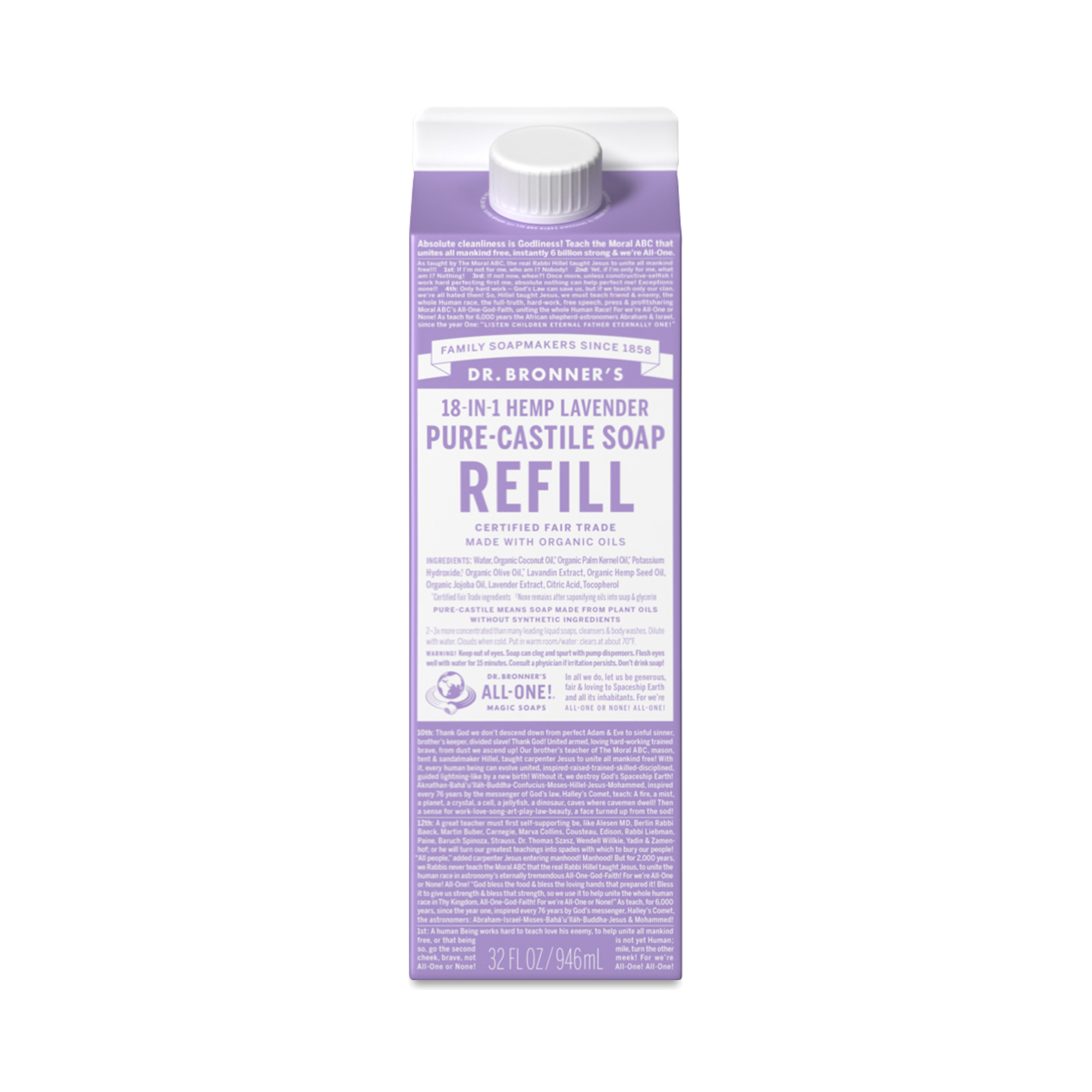 Dr. Bronner's PureCastile Soap Refill Carton, Lavender Thrive Market