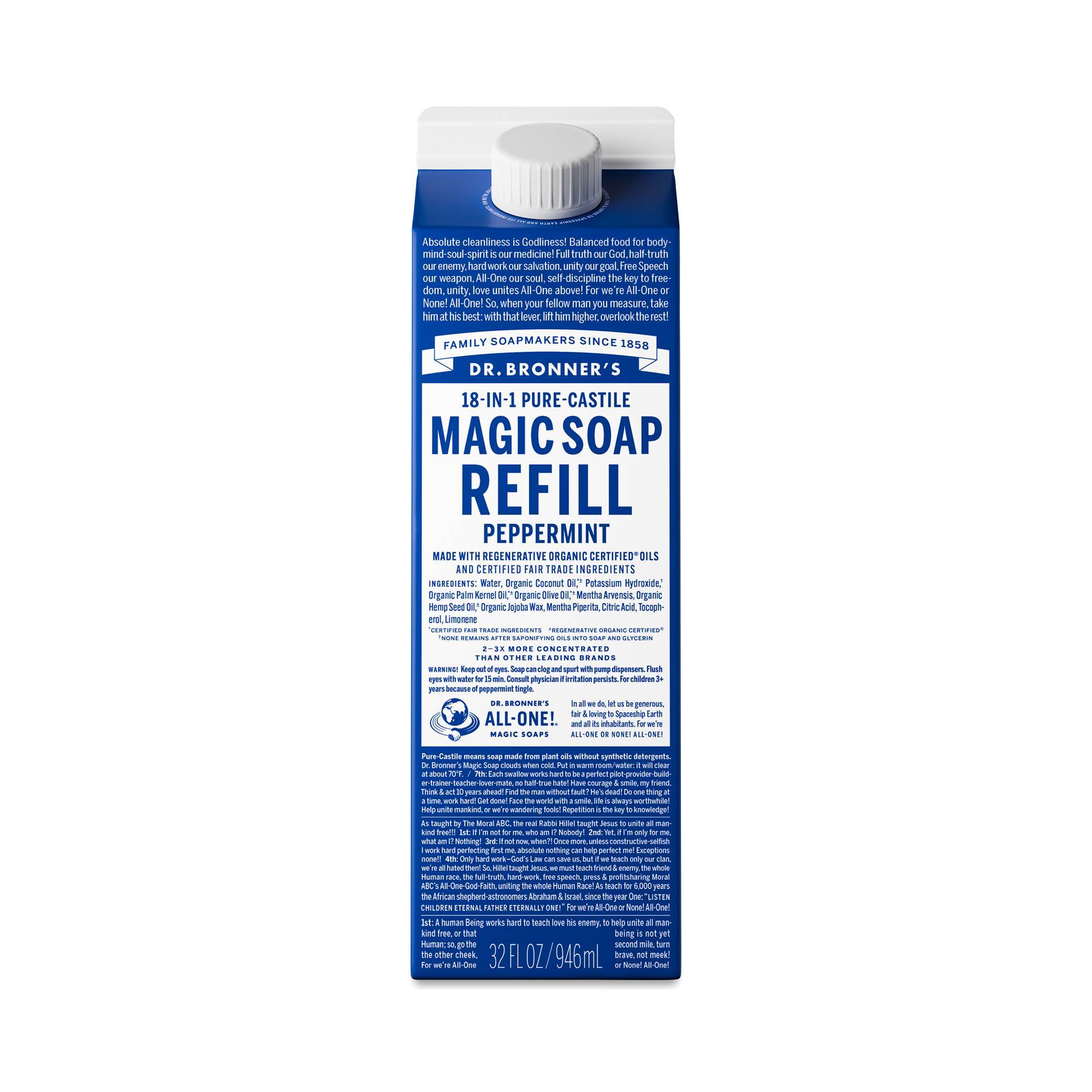 Pure-Castile Magic Soap Refill Carton, Peppermint