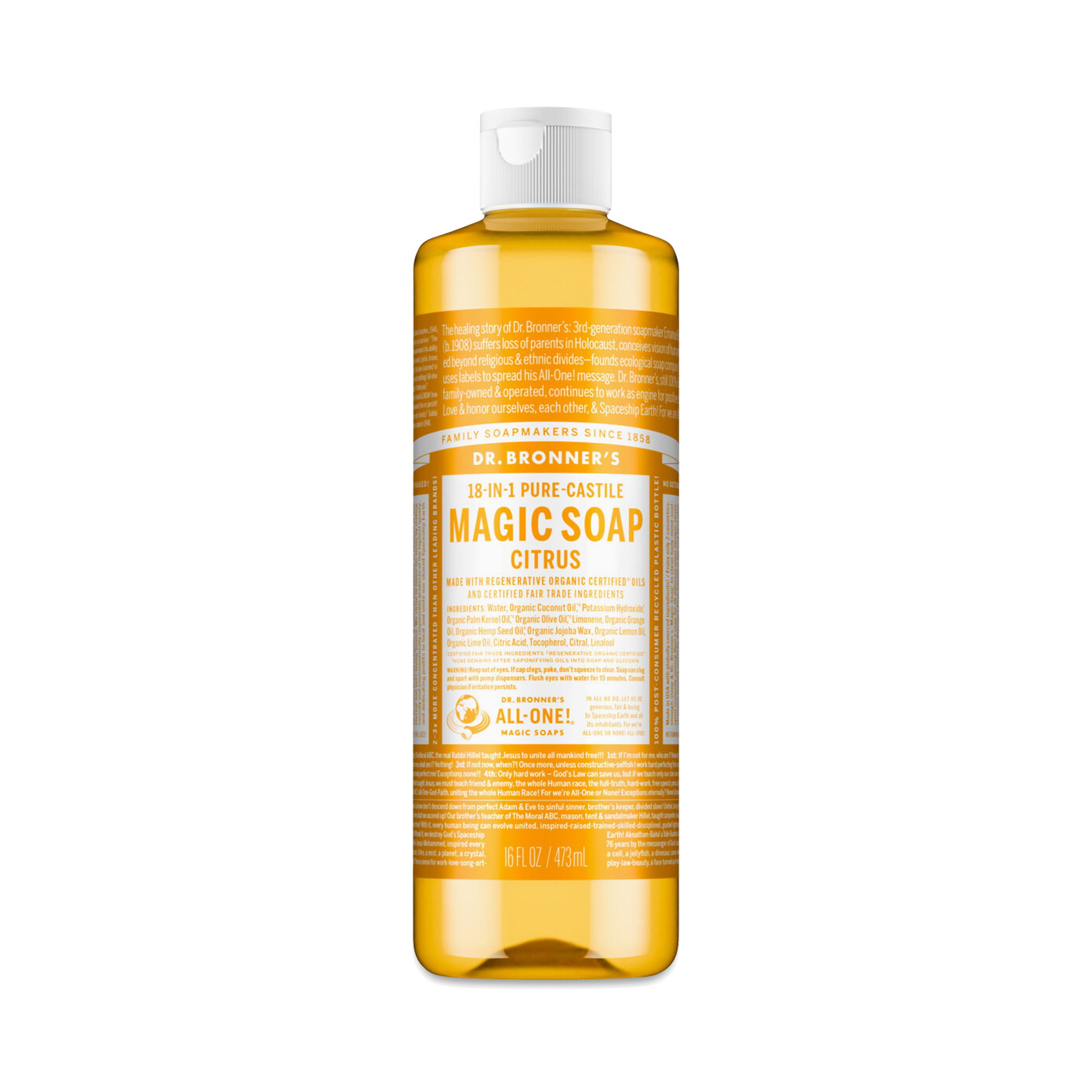 Organic Hemp Citrus Liquid Castile Soap by Dr Bronners | Thrive Market