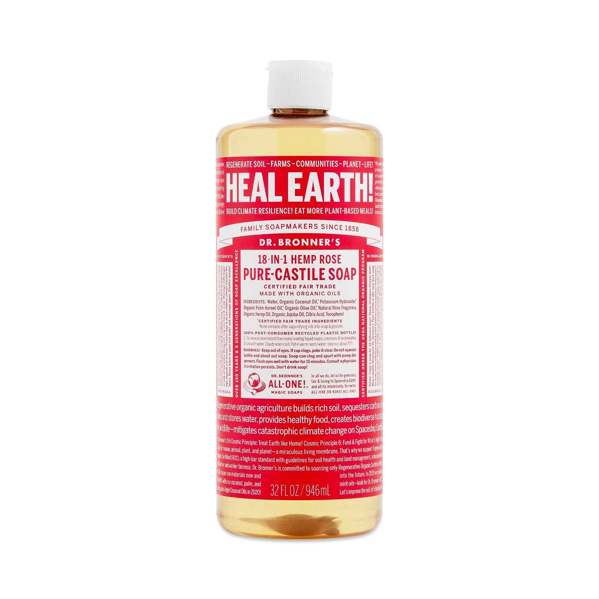 Organic Rose Castile Liquid Soap by Dr Bronners Thrive Market