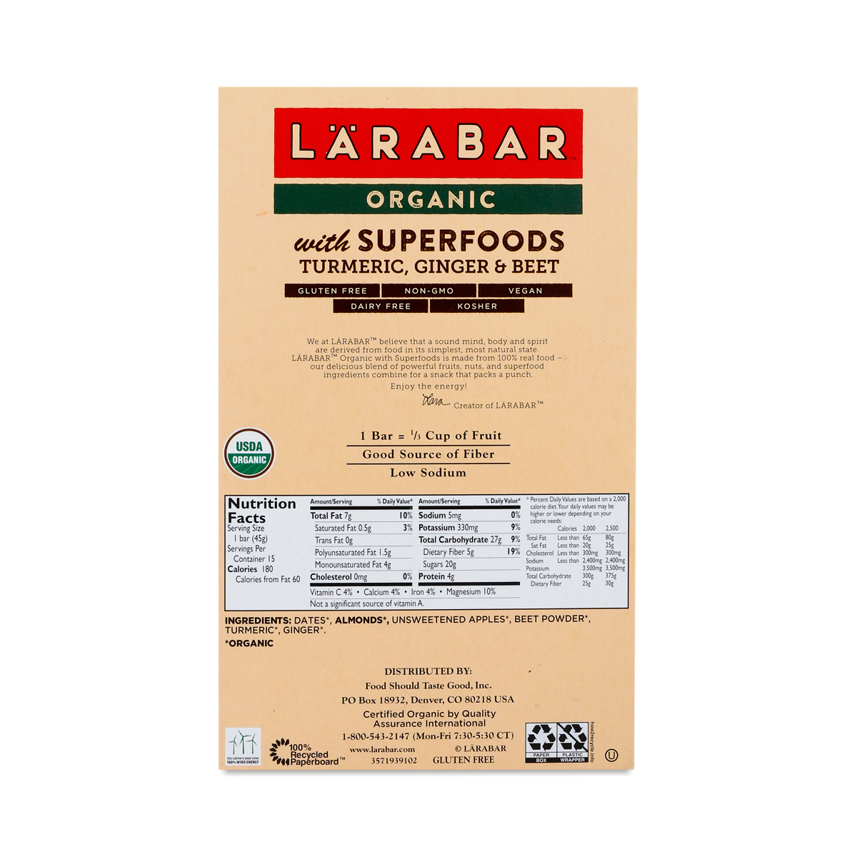 Organic Turmeric, Ginger & Beet Bars by Larabar Thrive Market