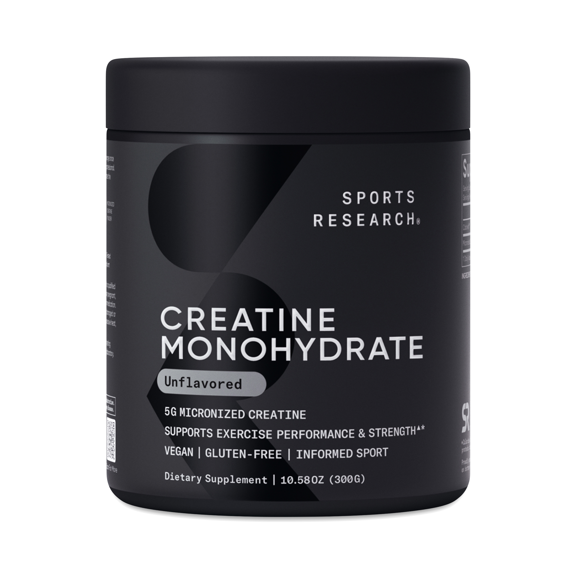 Sports Research Creatine Monohydrate, Unflavored 10.58 oz jar