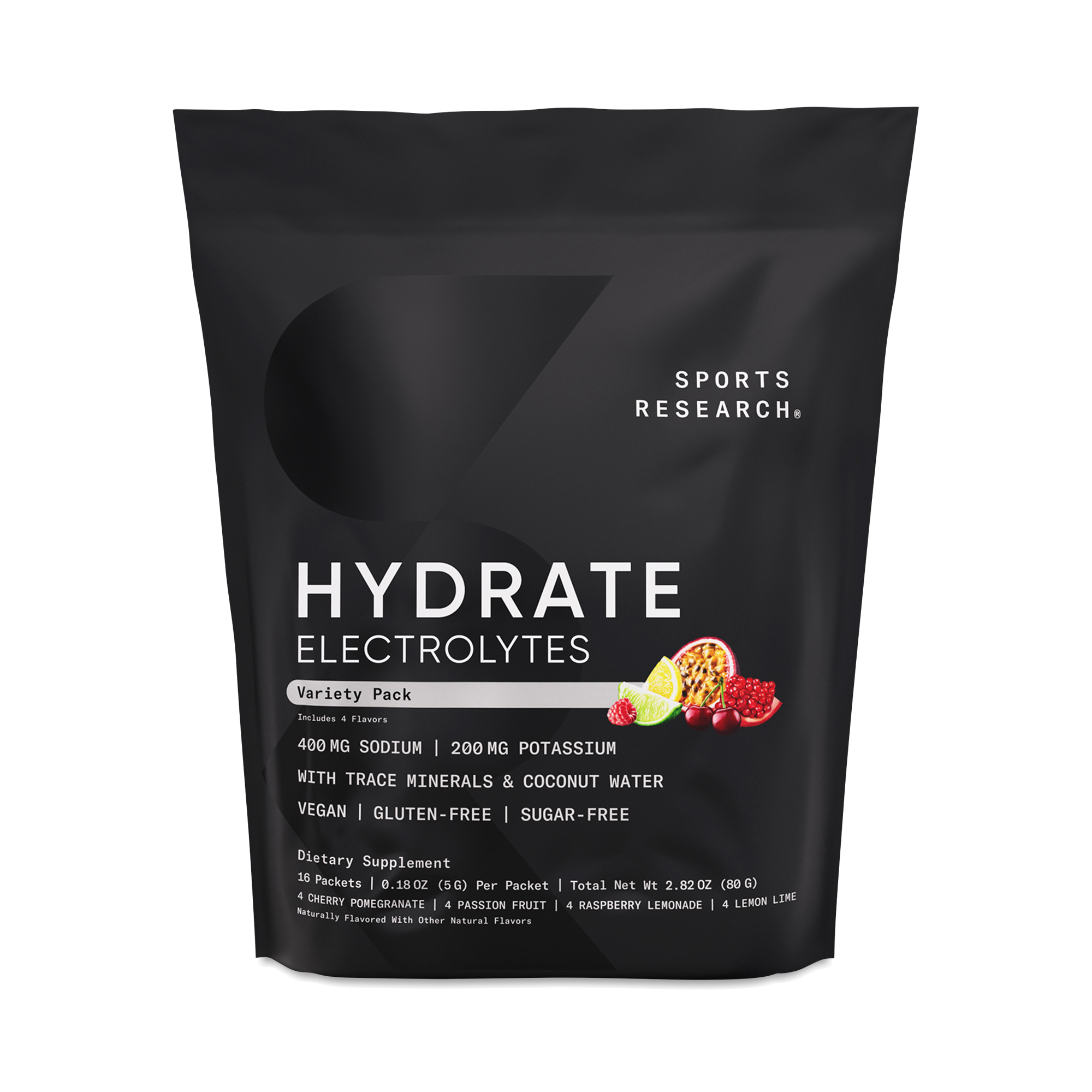 Sports Research Hydrate Electrolytes, Variety Pack 16 sticks (0.18 oz each)