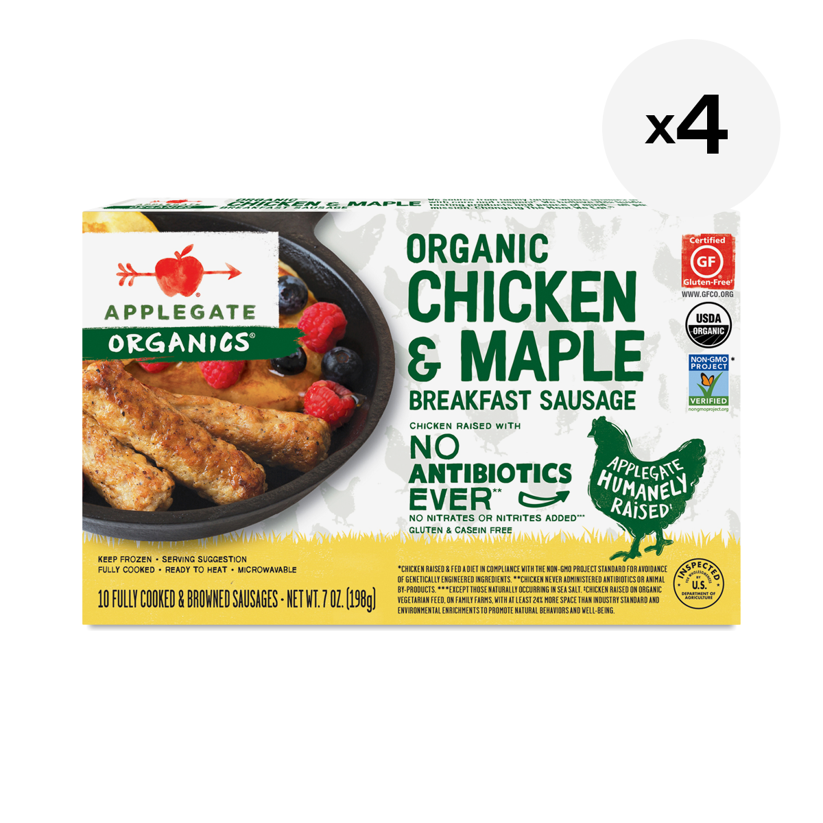 Applegate Breakfast Sausage, Organic Chicken & Maple, 4 Pack Thrive