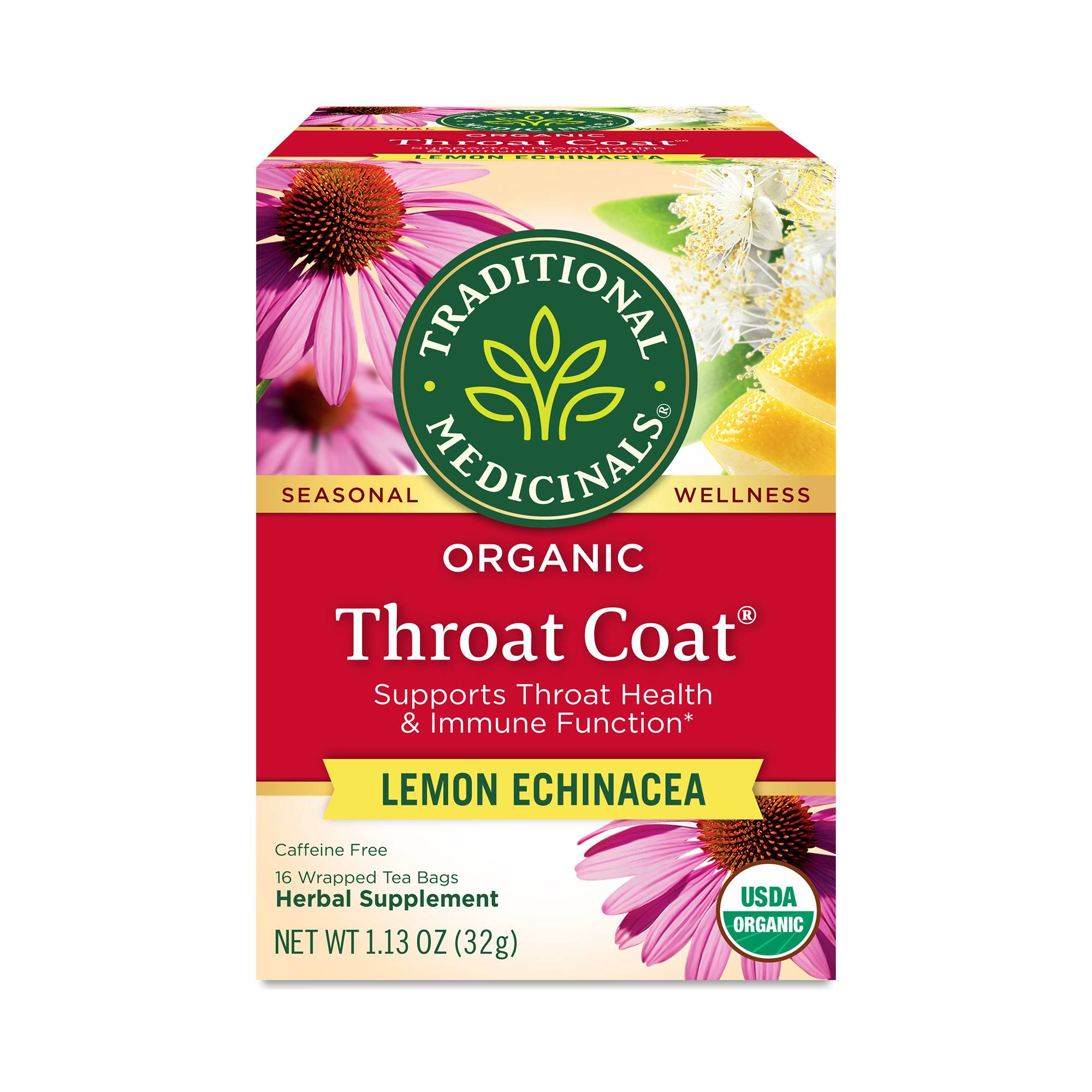 Organic Throat Coat Tea, Lemon Echinacea