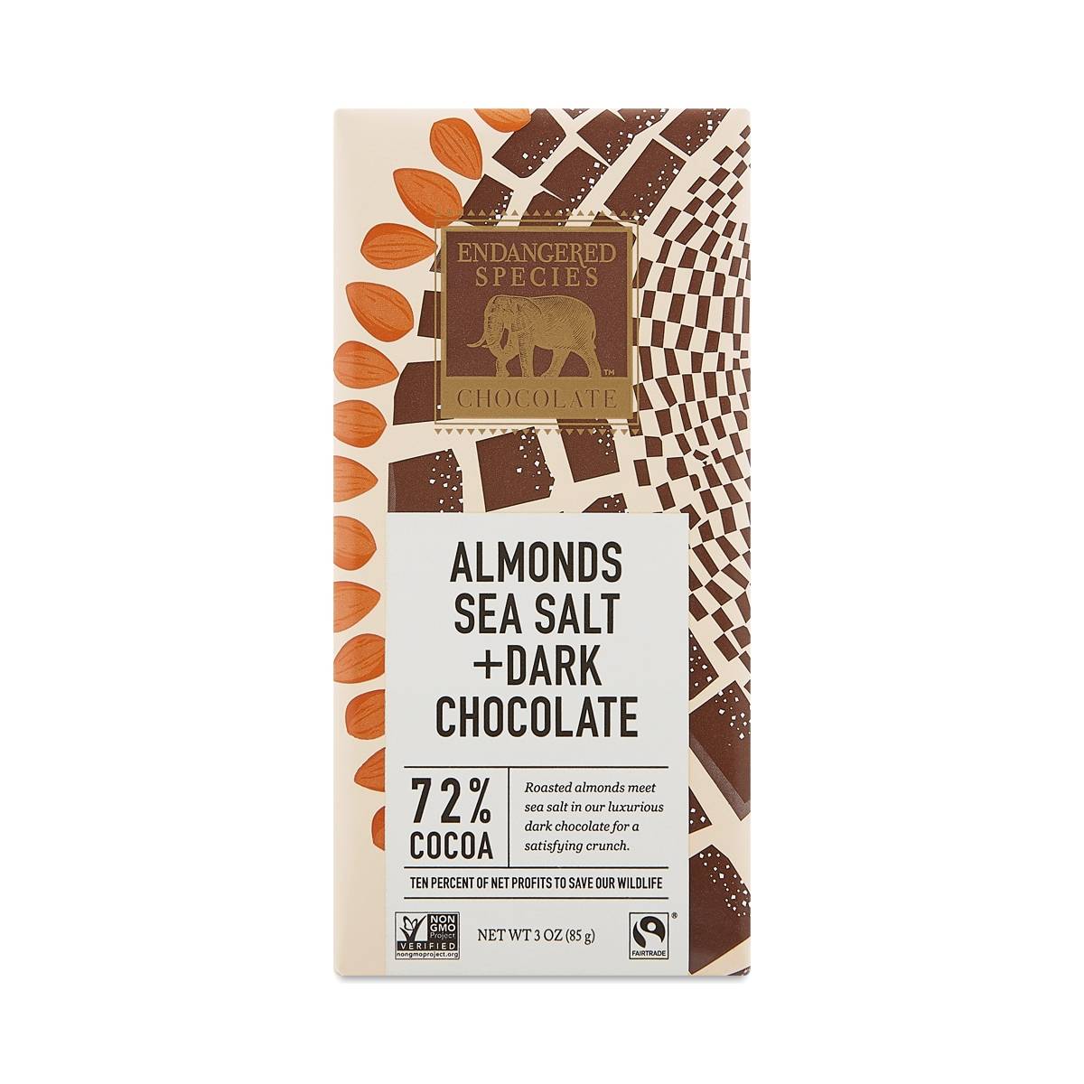 Fair Trade Dark Chocolate Bar with Sea Salt & Almonds