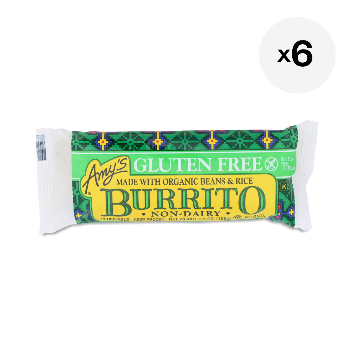 Amy's Gluten Free Bean & Rice Burrito, 6 Pack Thrive Market