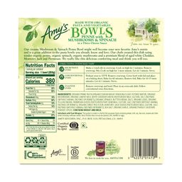 Penne with Mushrooms & Spinach Bowl