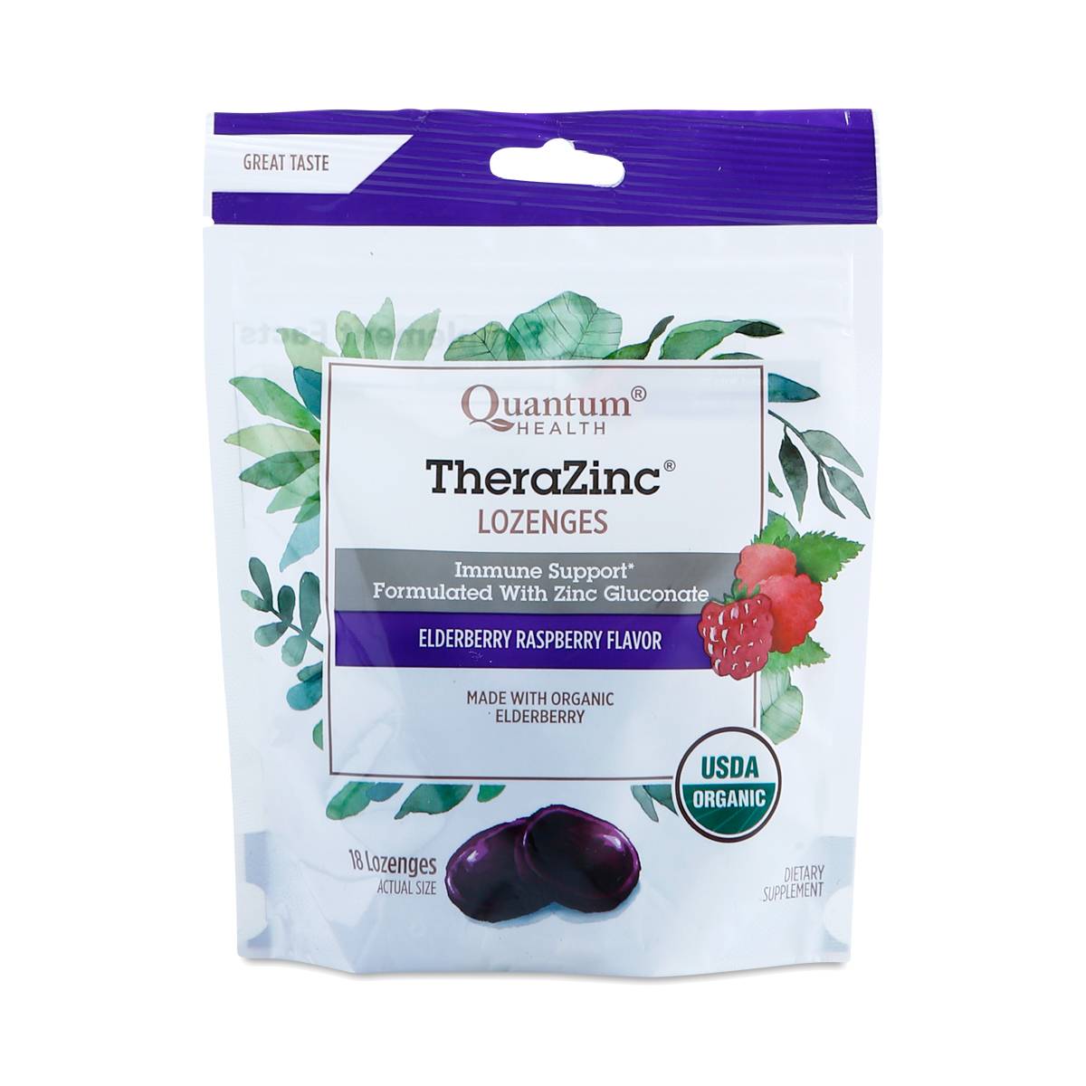 Quantum TheraZinc Lozenges, Elderberry Raspberry Thrive Market