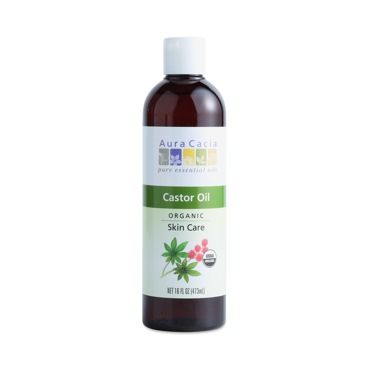 Aura Cacia Organic Castor Oil 16 oz bottle