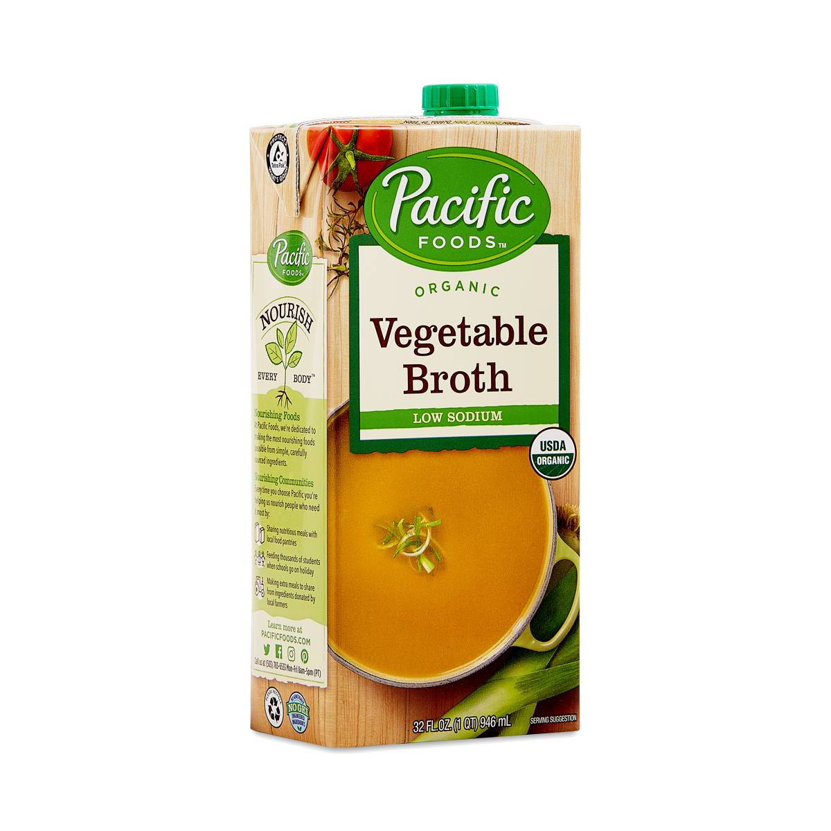 2-Pack Pacific Foods Organic Low Sodium Vegetable Broth 32 fl oz carton