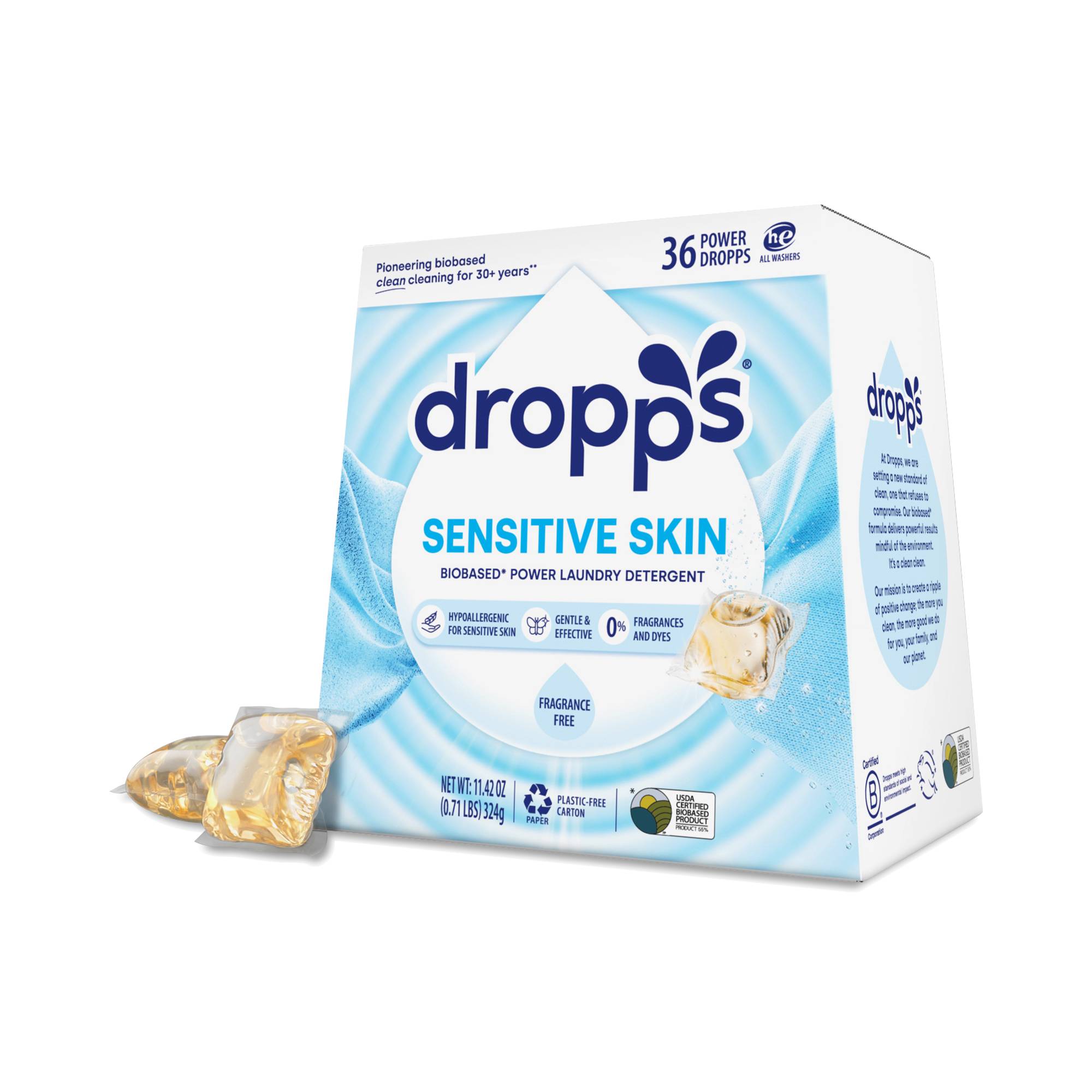 Sensitive Skin Biobased Power Laundry Detergent Pods, Unscented