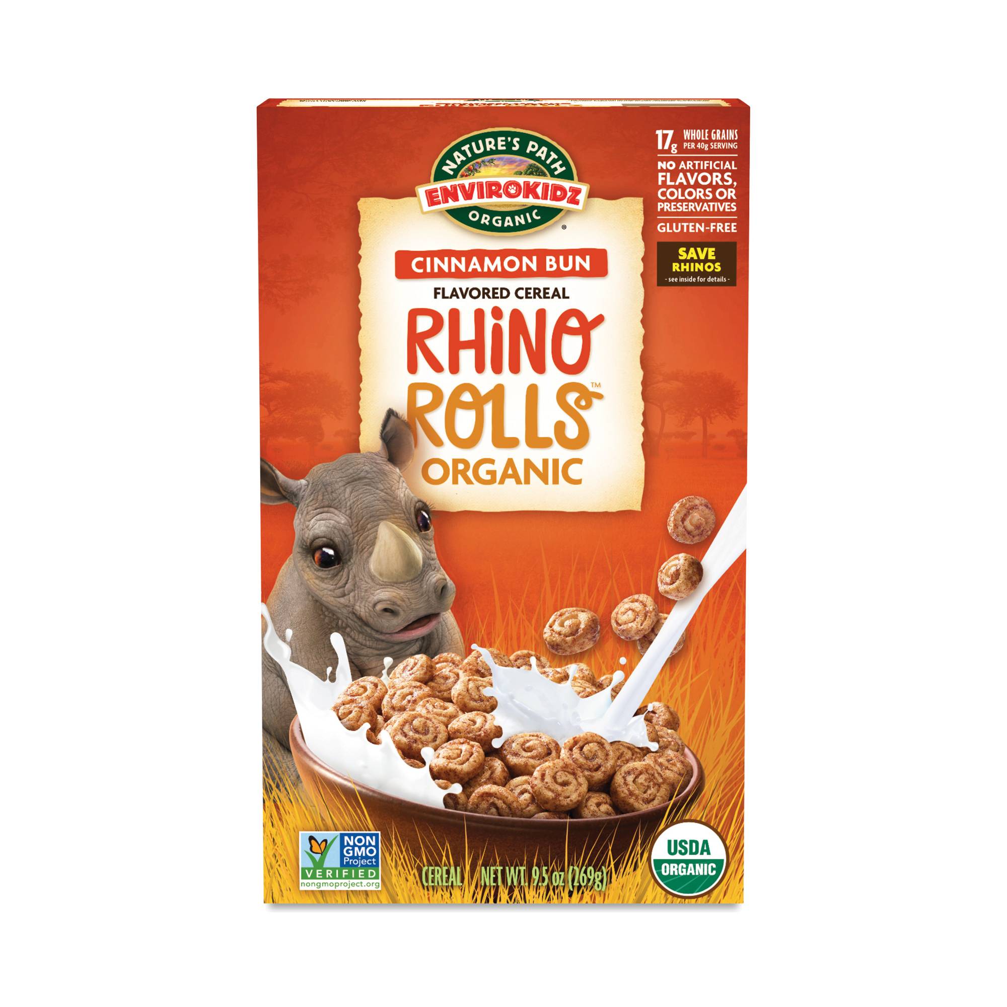 EnviroKidz Organic Rhino Rolls Cereal, Cinnamon Bun