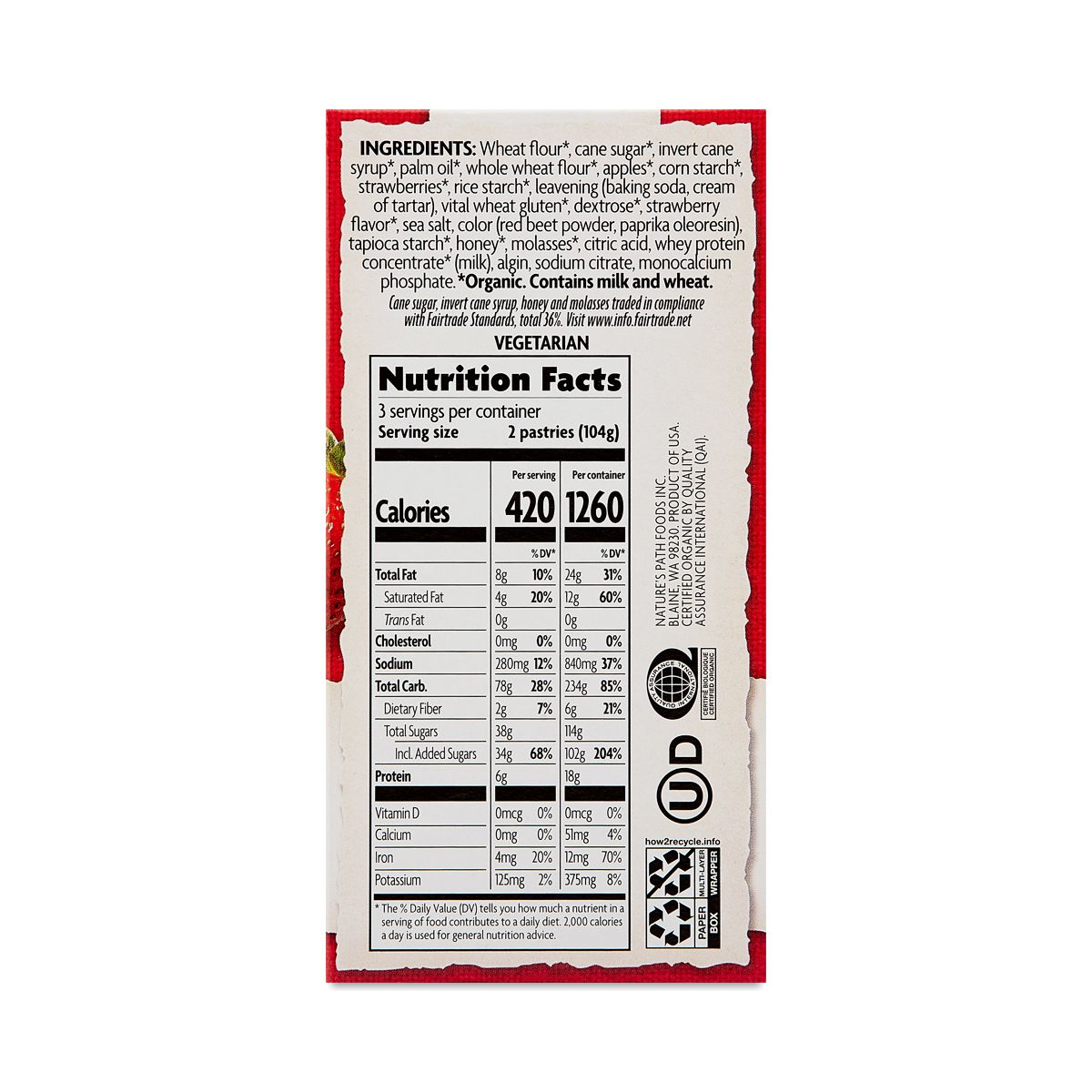 Organic Strawberry Frosted Toaster Pastries