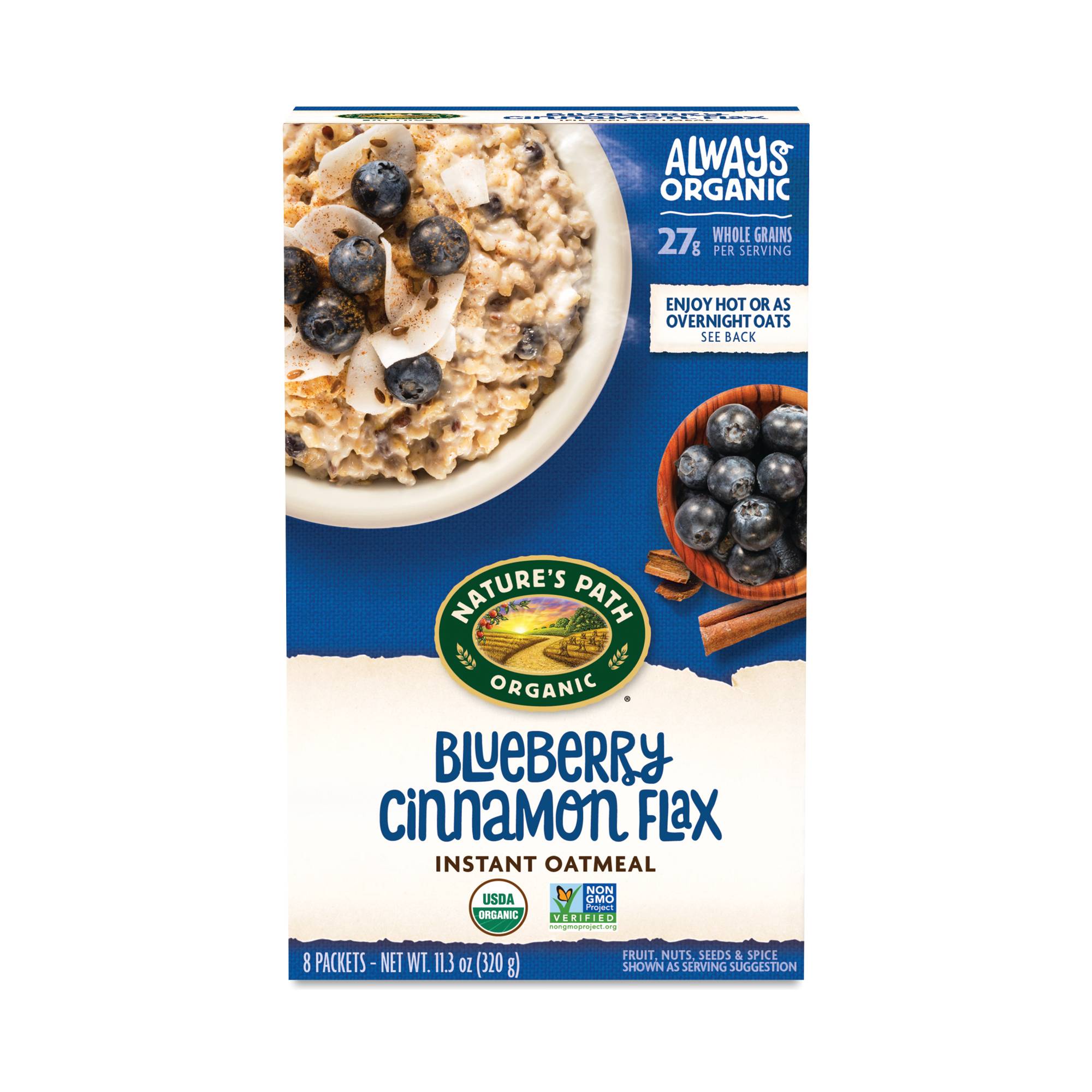 Organic Instant Oatmeal, Blueberry Cinnamon Flax