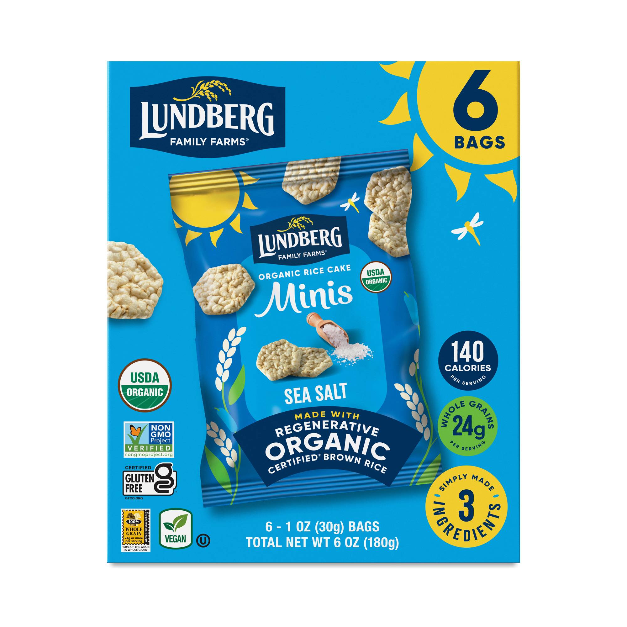 Organic Rice Cake Minis, Sea Salt, Snack Packs