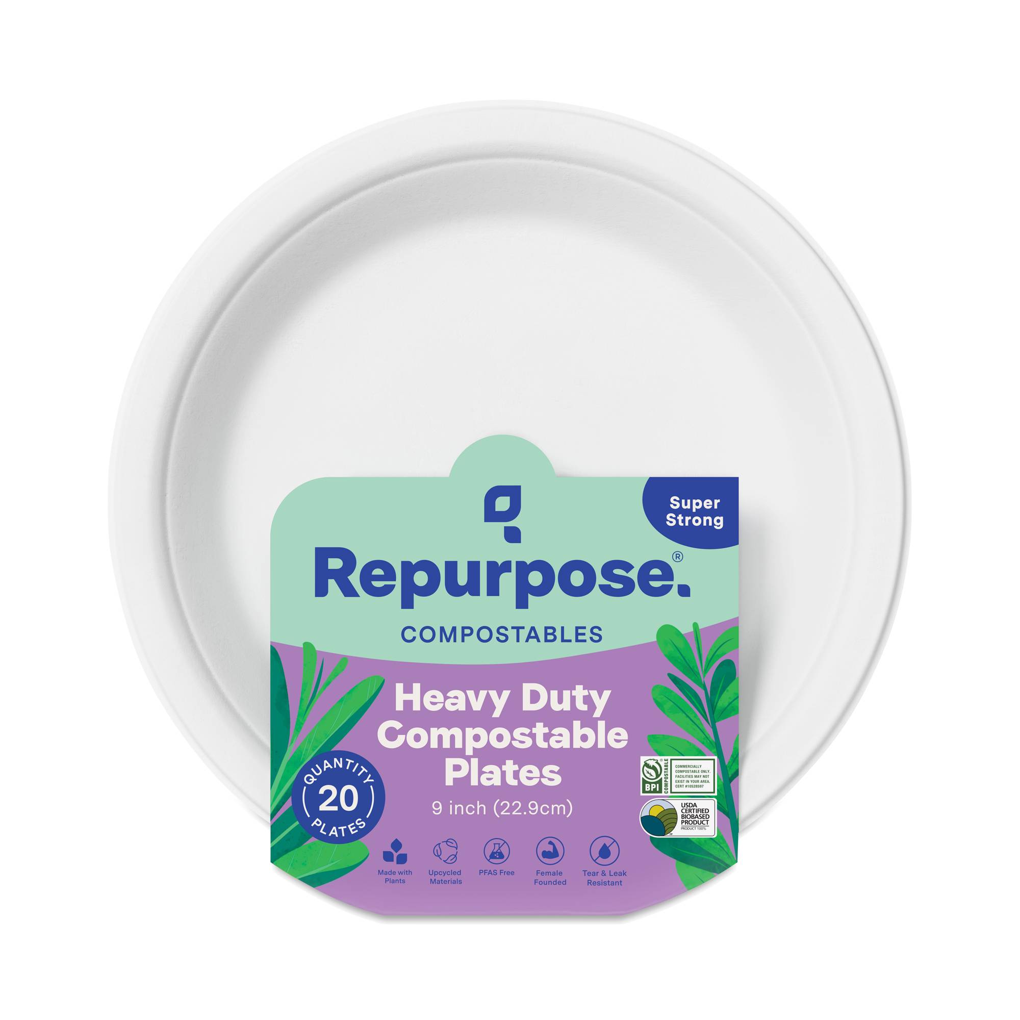 Heavy Duty Compostable 9" Everyday Plates