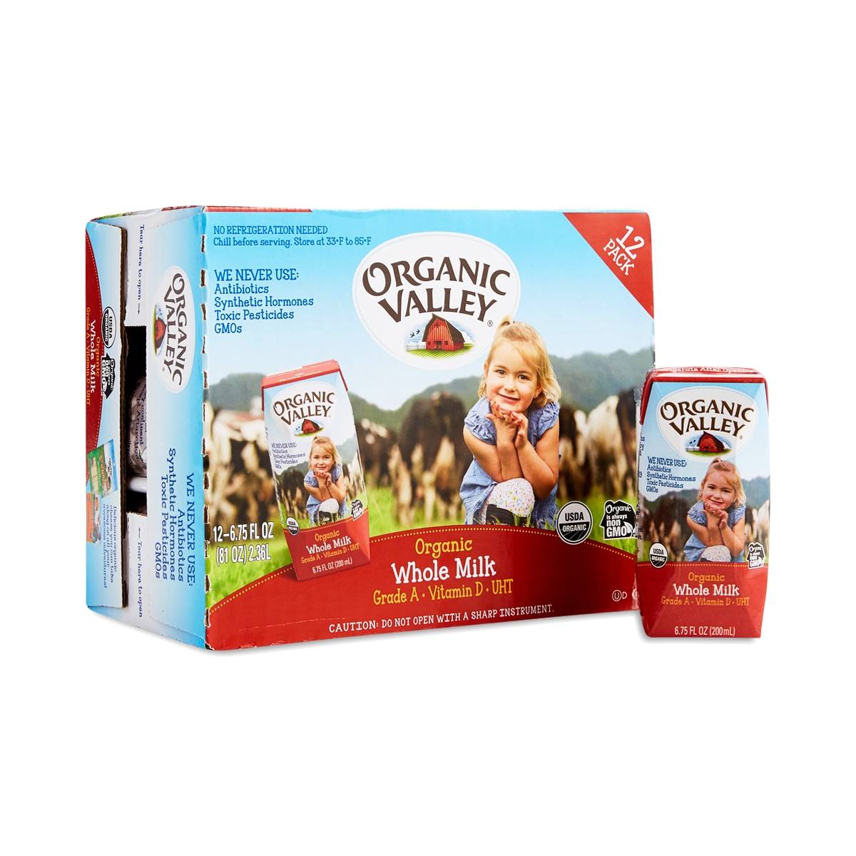  Organic Valley Farms Organic Whole Milk, Single Serve