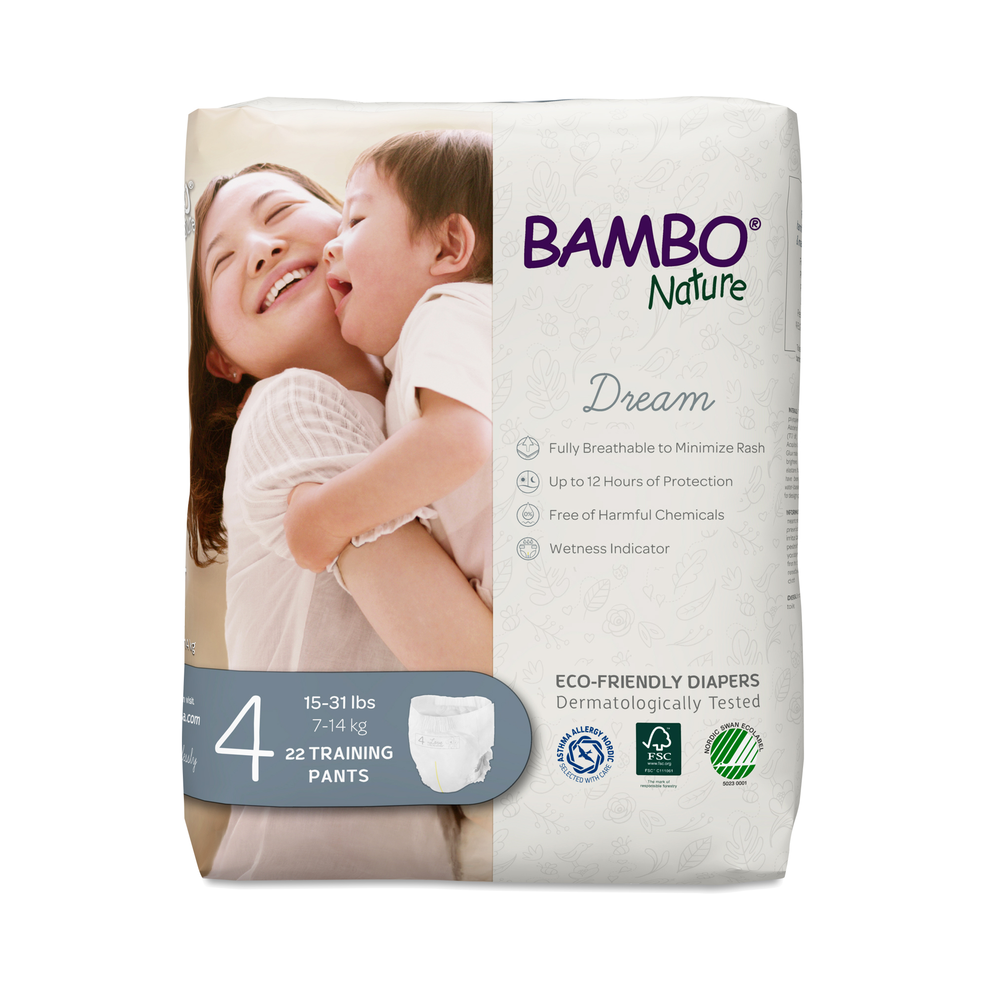 Bambo Nature Overnight Diapers, Size 4, 15-31 lbs - 24 ct