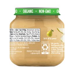 Happy Baby Stage 1 Organic Food Jars, Pears