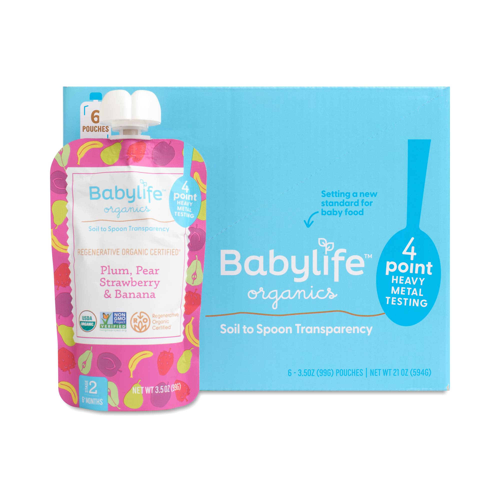 Stage 2 Baby Fruit Blend Pouches, Plum, Pear, Strawberry & Banana