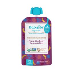 Stage 2 Baby Fruit Blend Pouches, Plum, Blueberry, Banana & Beet