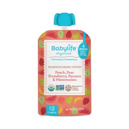 Stage 2 Baby Fruit Blend Pouches, Peach, Pear, Strawberry, Banana & Watermelon