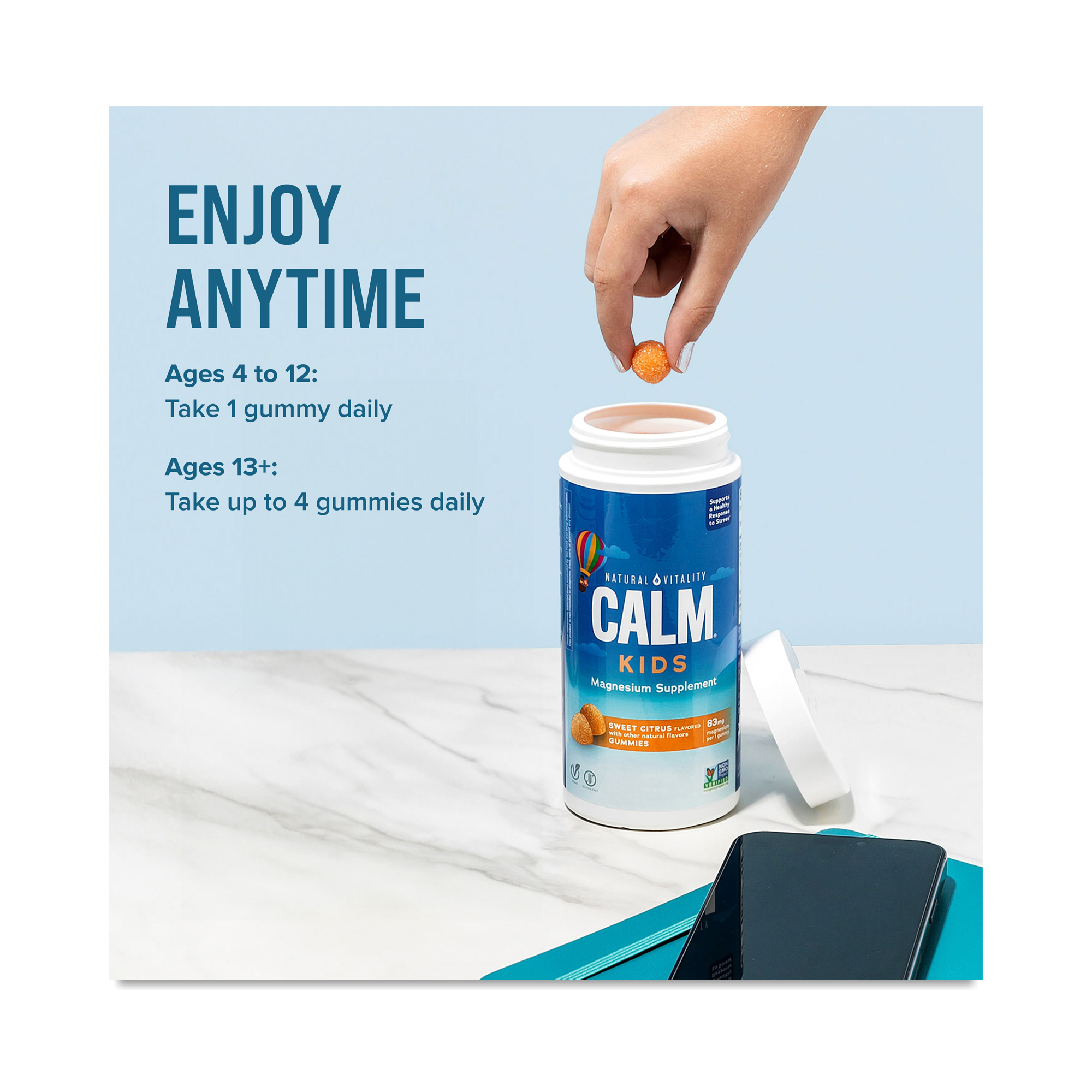 Natural Vitality CALM Kids Magnesium Gummies, Sweet Citrus