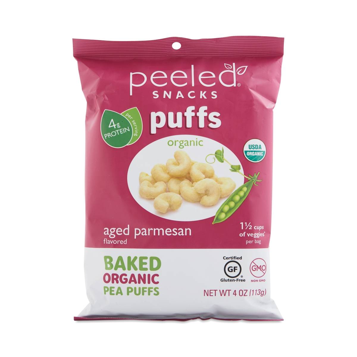 Peeled Snacks Baked Pea Puffs, Aged Parmesan Thrive Market