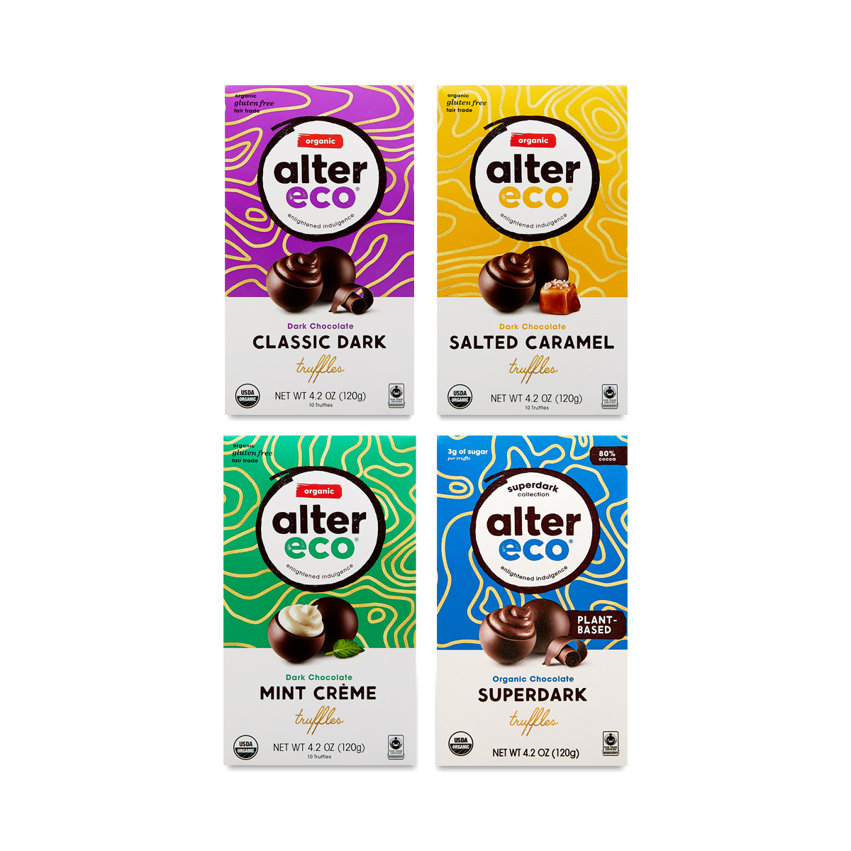 Alter Eco Organic Dark Chocolate Salted Caramel Coconut Oil Truffles 10  count bag