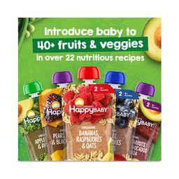 Happy Baby Stage 2 Organic Fruit Pouch, Apples, Blueberries & Oats